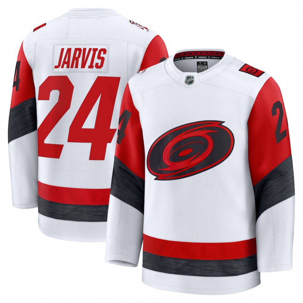 Men's Carolina Hurricanes Seth Jarvis White Away Premium Jersey-Pro Kit Vault | Brand New 26/27 Sports Jerseys
